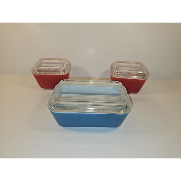 Pyrex Other - Vintage PYREX Refrigerator Dishes 3 Piece Set W 2 Lids 501, 502 Primary Colors